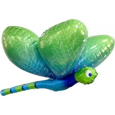 Шар (34''/86 см) Фигура, 3D Стрекоза, Зеленый, 1 шт.