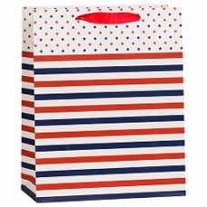 Пакет подарочный В полоску, Красный, 31*42*12 см