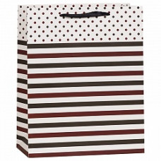 Пакет подарочный В полоску, Коричневый, 18*23*10 см