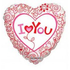 К Сердце 624 Любовь Любовь кружева 18"/45см шар фольга