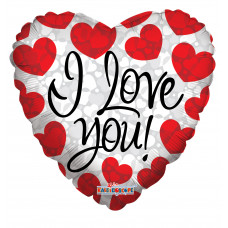К Сердце 668 Любовь Я тебя люблю сердечки 18"/45см шар фольга