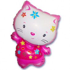 Шар (30''/76 см) Фигура, Котенок в цветах, Фуше