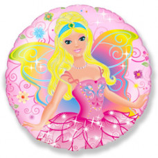 Шар (18''/46 см) Круг, Фея, Розовый