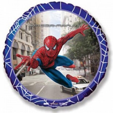 Шар (18"/46 см) Круг, Человек-паук 3 в городе, Синий