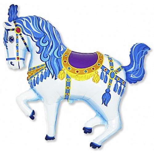 Шар (36''/91 см) Фигура, Лошадь карусельная, Синий