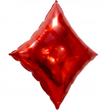 Шар (24\'\'/61 см) Фигура, Карточная масть: бубны, Красный, 1 шт.