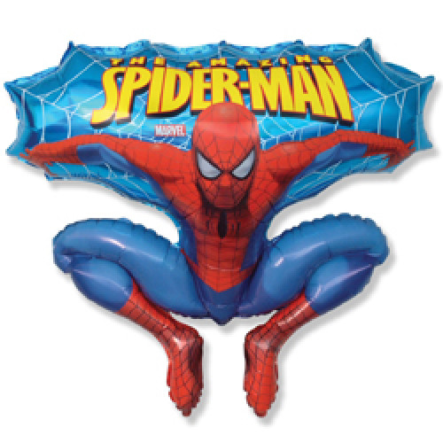 Шар (32"/81см) фигура, Человек-паук в прыжке, Синий
