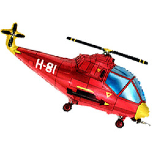 Шар (14"/36 см) Мини-фигура, Вертолет, Красный