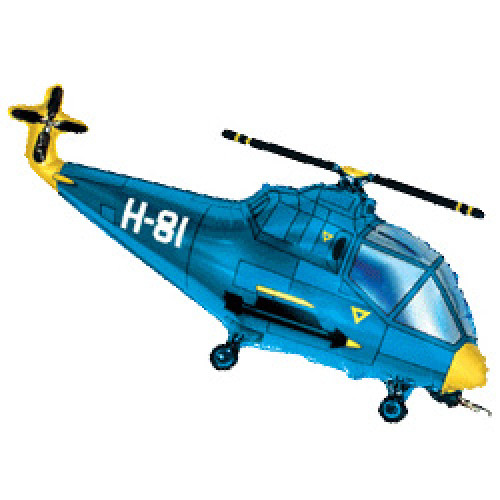 Шар (14"/36 см) Мини-фигура, Вертолет, Синий