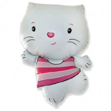 Шар (14''/36 см) Мини-фигура, Котенок, Белый