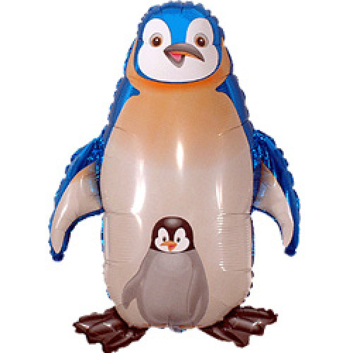 Шар (14"/36 см) Мини-фигура, Пингвин, Синий