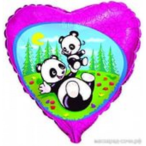 Шар (18''/46 см) Сердце, Забавная панда, Фуше