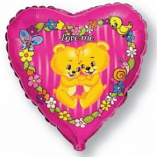 Шар (18"/46 см) Сердце, Люби меня, Фуше