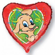 Шар (18''/46 см) Сердце, Прыгающая собака, Красный