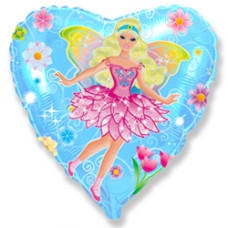 Шар (18"/46 см) Сердце, Фея, голубой
