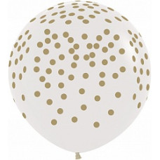 Воздушный Шар (36''/91 см) Золотое конфетти, Прозрачный (390), кристалл, 5 ст, 1 шт.