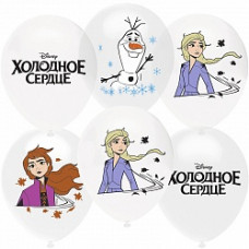 Воздушный Шар (12''/30 см) Холодное сердце, Белый (200)/Прозрачный (600), кристалл, 1 ст, 25 шт.