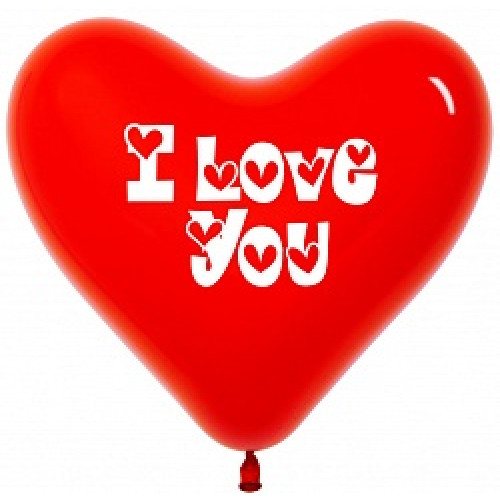 Сердце (16''/41 см) I love you, Красный (315), кристалл, 2 ст, 100 шт.