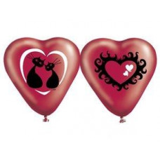 Сердце 10" Красное с рис. Люблю 2цв /Ит