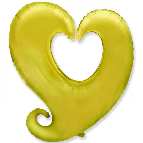Шар (40''/102 см) Фигура, Сердце в сердце, Золото, 1 шт.