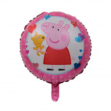 Шар (18''/46 см) Круг, Пеппа с игрушкой, розовый
