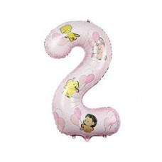 К ЦИФРА 2 40" Зверюшки с шарами девочке