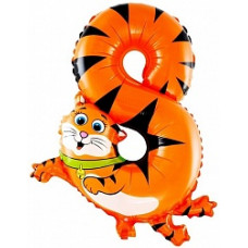 Шар с клапаном (16''/41 см) Цифра, 8 Кот