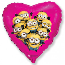 Шар (18''/46 см) Сердце, Миньоны, Фуше