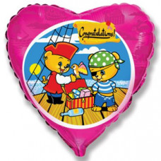 Шар (18''/46 см) Сердце, Поздравления пиратов, Фуше