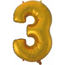 Шар (40"/102 см) Цифра, 3, Золото