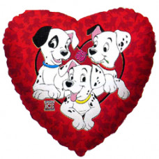 Шар (7''/18 см) Мини-сердце, 101 далматинец (с клапаном), Красный