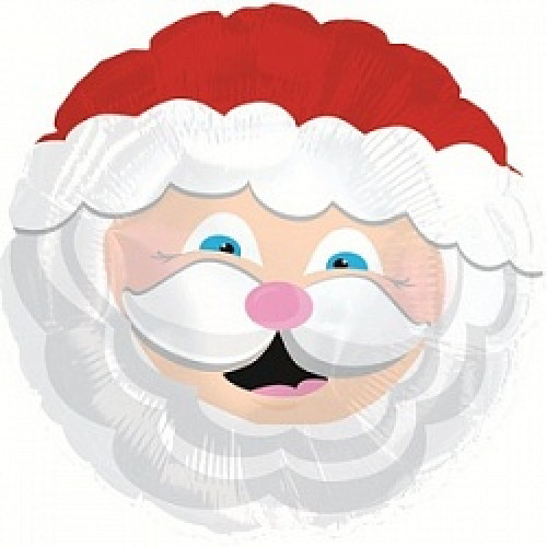 Шар (9''/23 см) Мини-круг, Голова Деда Мороза, Красный