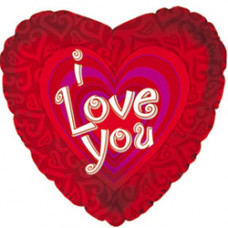 Шар (9''/23 см) Мини-сердце, Я люблю тебя (одно в другом), Красный