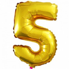Шар с клапаном (16''/41 см) Цифра, 5 Золото,