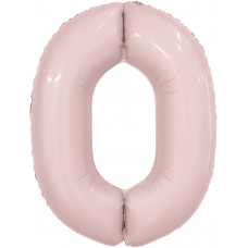 Шар (40''/102 см) Цифра, 0 Slim, Пыльная роза, 1 шт. в уп.