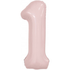 Шар (40''/102 см) Цифра, 1 Slim, Пыльная роза, 1 шт. в уп.