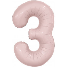 Шар (40''/102 см) Цифра, 3 Slim, Пыльная роза, 1 шт. в уп.