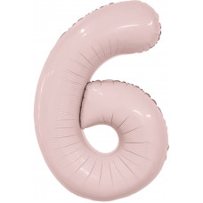 Шар (40''/102 см) Цифра, 6 Slim, Пыльная роза, 1 шт. в уп.