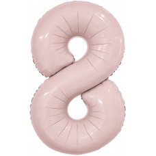 Шар (40''/102 см) Цифра, 8 Slim, Пыльная роза, 1 шт. в уп.