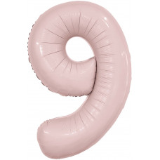 Шар (40''/102 см) Цифра, 9 Slim, Пыльная роза, 1 шт. в уп.