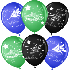 Шар (12''/30 см) Военная техника, Ассорти, пастель, 2 ст, 25 шт.