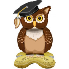 Шар 3D (35''/89 см) Фигура на подставке, Сова Выпускник, 1 шт. в уп