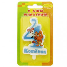 MC СВЕЧА ЦИФРА 4 котенок голубая
