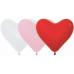 Шар (12''/30 см) Сердца, Белый (005) / Красный (015), Ассорти, пастель, 5 ст, 50 шт.