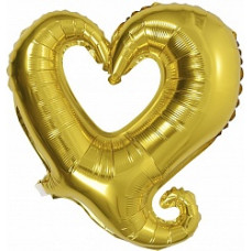 Фольгированный шар (36''/91 см) Фигура, Цепь сердец, Золото, 1 шт.