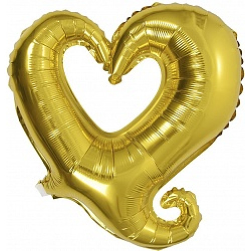Фольгированный шар (36''/91 см) Фигура, Цепь сердец, Золото, 1 шт.