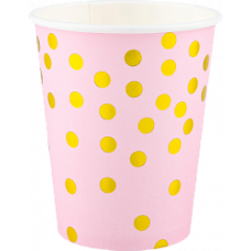 Стаканы (250 мл) Золотое конфетти, Розовый/Золото, Металлик, 6 шт.