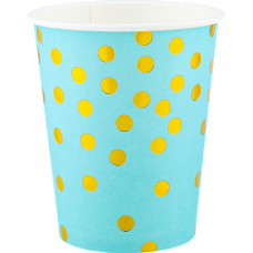 Стаканы (250 мл) Золотое конфетти, Голубой/Золото, Металлик, 6 шт.