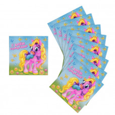 Набор бумажных салфеток "С днем рождения" пони, 33х33 (20 шт.)