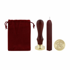 Набор штамп и сургуч в мешочке Волшебная школа, 3 см, Коричневый/Бордовый, 1 шт.